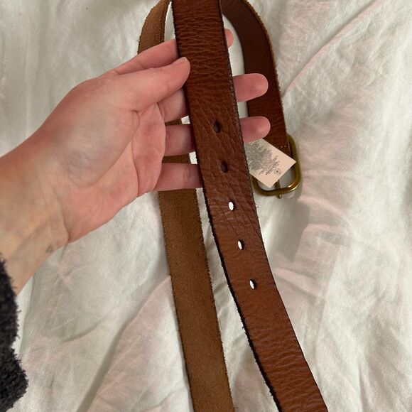 Gap Brown Cognac Leather Belt Medium Gold Buckle NWT 100% Leather main image 5
